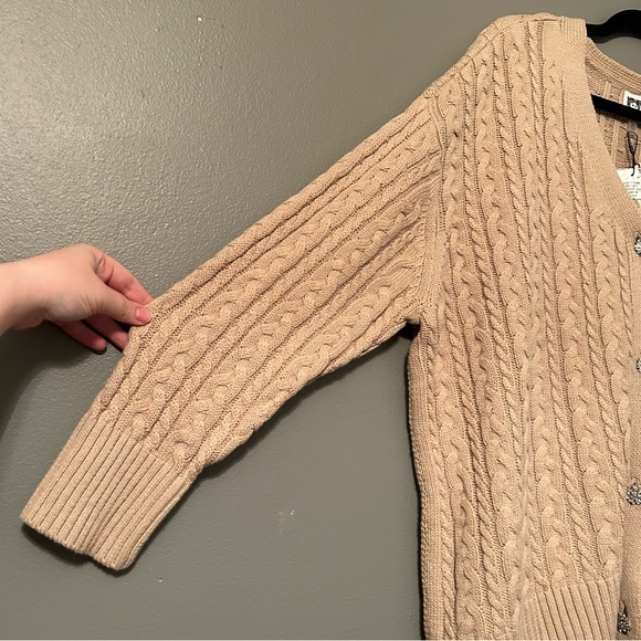 NWT Anne Klein Latte Heather Crystal Button Oversized Cardigan 2X - Picture 6 of 11